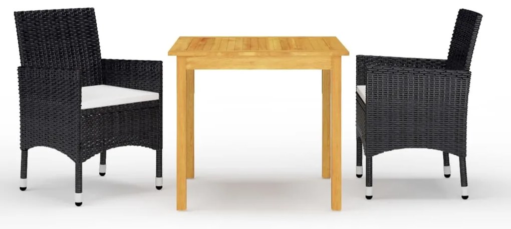 vidaXL Set mobilier de grădină cu perne, 3 piese, negru
