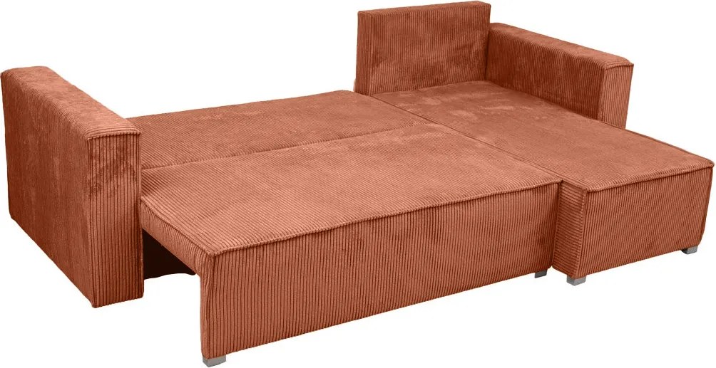 Canapea colt extensibila SMART COSARO teracota, cu colt bilateral + 2 perne CADOU