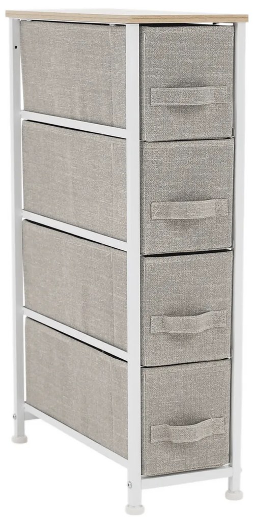 Comodă cu sertare din material textil OFELIA, albă