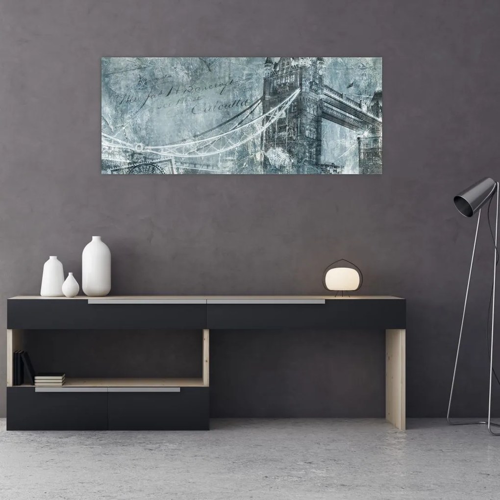 Tablou - Tower Bridge în tonuri reci (120x50 cm)
