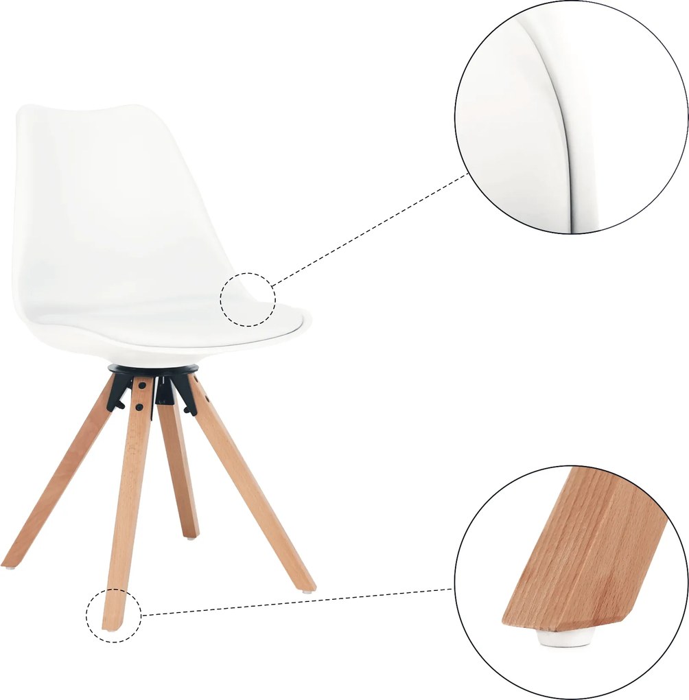 Scaun pivotant elegant, alb, ETOSA