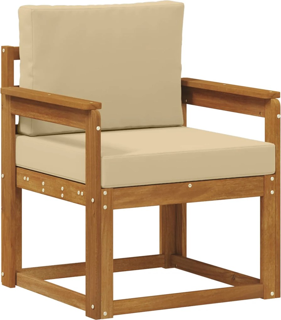 vidaXL Canapea de exterior Lemn de acacia solid și poliester natural