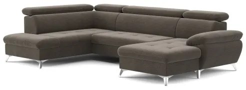 Canapea colțar extensibilă cu spațiu de depozitare CATANIA U stânga maro