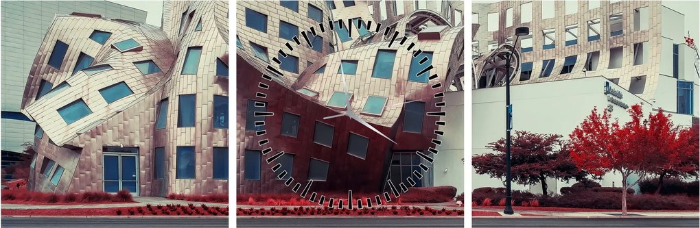 Tablou - construcție arhitectonică (cu ceas) (90x30 cm)