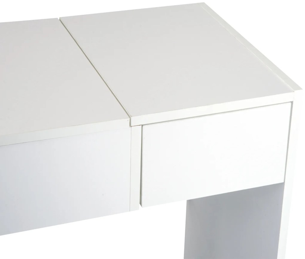 HOMCOM Tocador de Machiaj cu Taburet Masă de Machiaj cu Oglindă Capac Rabatabil și Cutii 80x40x79 cm și 40x30x40 cm | Aosom Romania