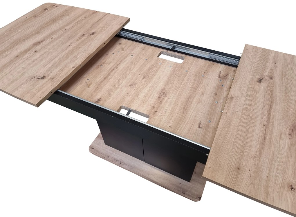 Masă de sufragerie Schultz (Stejar artisan + negru) (pentru 4-8 persoane). 1082838