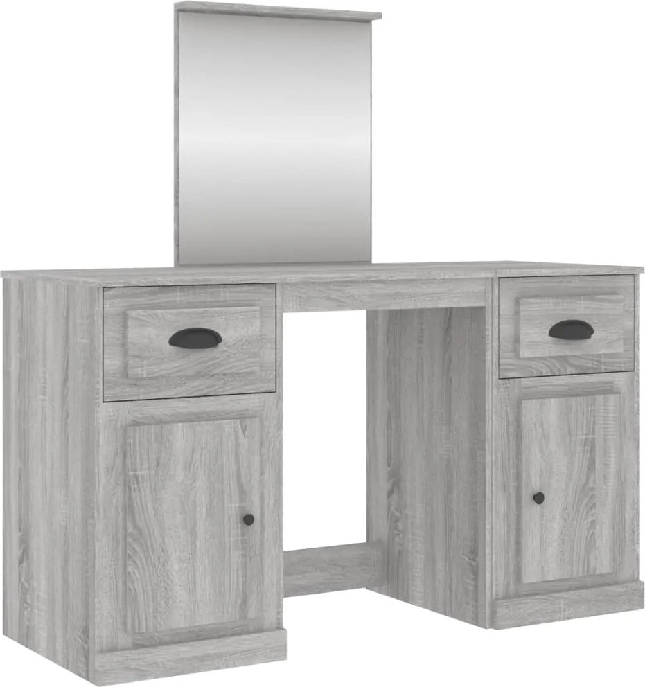 vidaXL Masă de toaletă cu oglindă, sonoma gri, 130x50x132,5 cm
