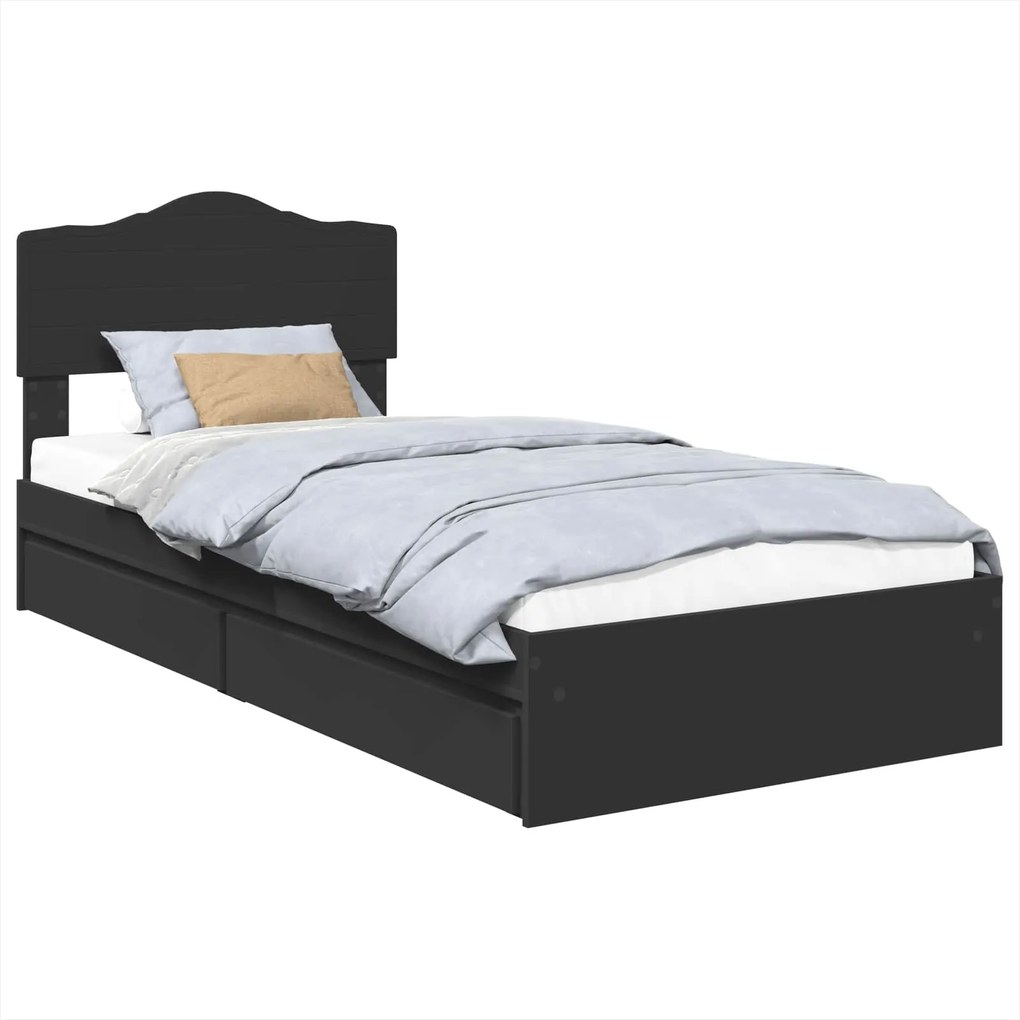 vidaXL Pat cu storage cu headboard Negru 100 x 200 cm Lemn compozit