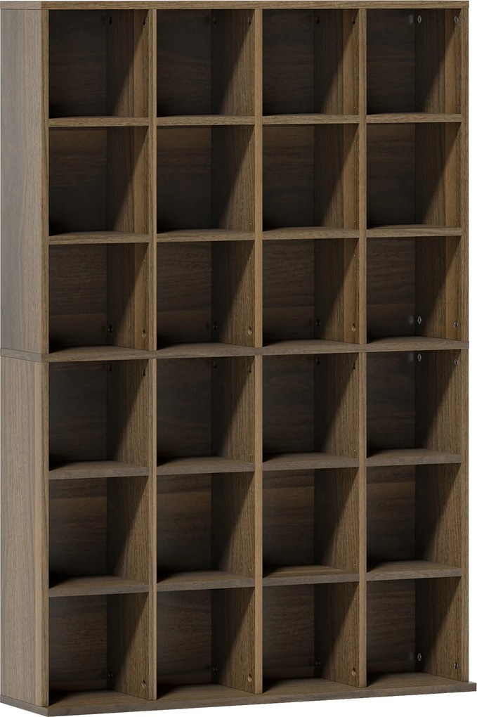 HOMCOM Mobilier de depozitare multimedia 456 CD/ 336 DVD - bibliotecă din lemn cu rafturi reglabile, 89 x 130,5 cm, maro | Aosom Romania