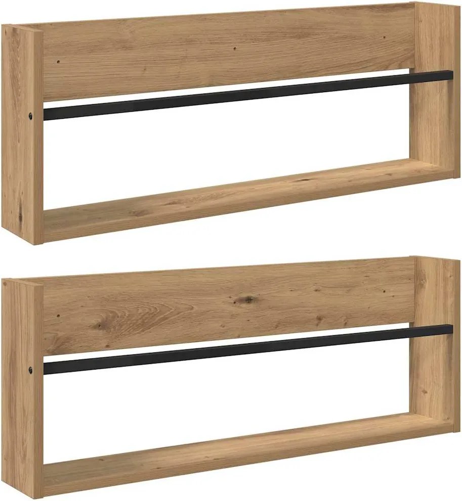 vidaXL Raft pentru reviste 2 pcs Stejar Artizanal 80 x 12 x 30 cm