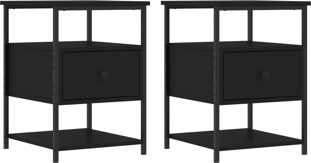 vidaXL Noptiere, 2 buc., negru, 40x42x56 cm, lemn compozit