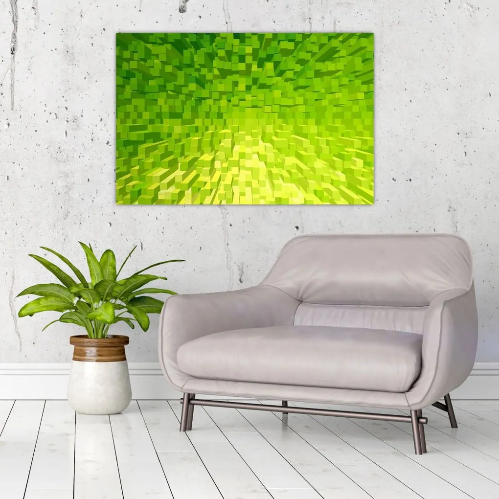 Tabloul cuburilor galbenverzui (90x60 cm)