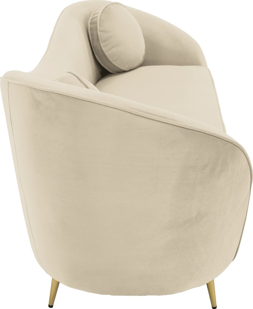 Canapea cu 3 locuri de design, ţesătură Velvet bejgold crom auriu, EZIO TYP 3