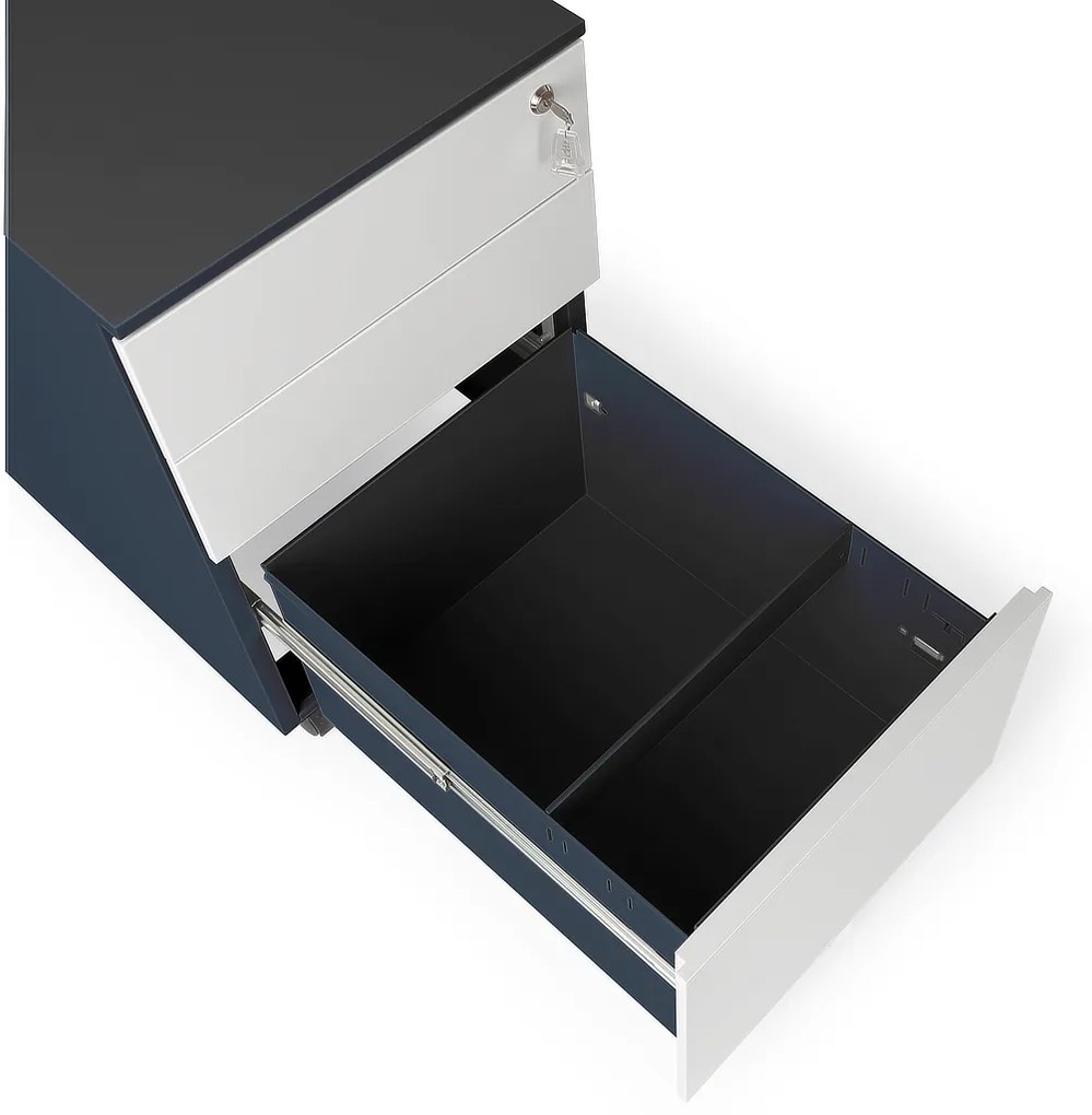 Comodă metalică 40 x 50 x 61 cm - 3 sertare, antracit - ral 7016