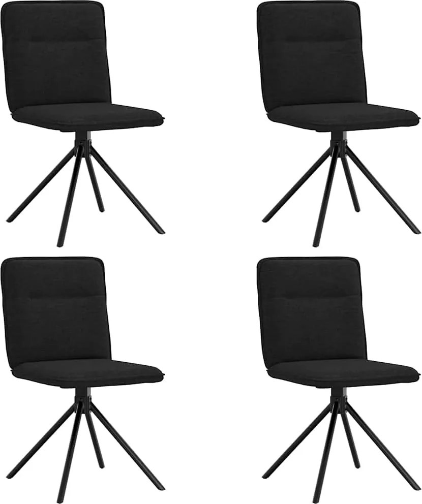 vidaXL Scaune de bucătărie, 4 buc., negru, material textil