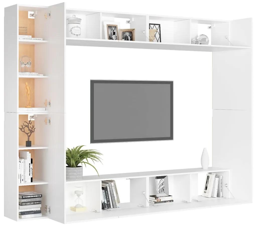 Set de dulapuri TV, 8 piese, alb, PAL 1, Alb, 100 x 30 x 30 cm