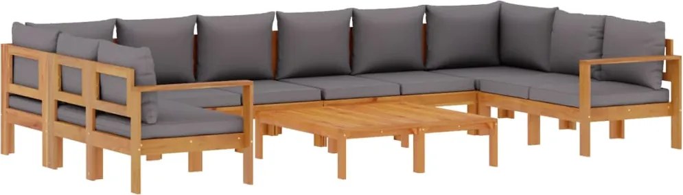 vidaXL Set de canapele de grădină cu perne, 8 piese, lemn masiv acacia