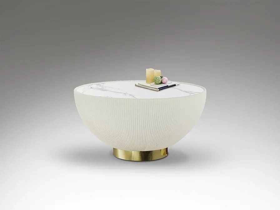 Masuta de cafea design modern Candy alb/alama 71cm