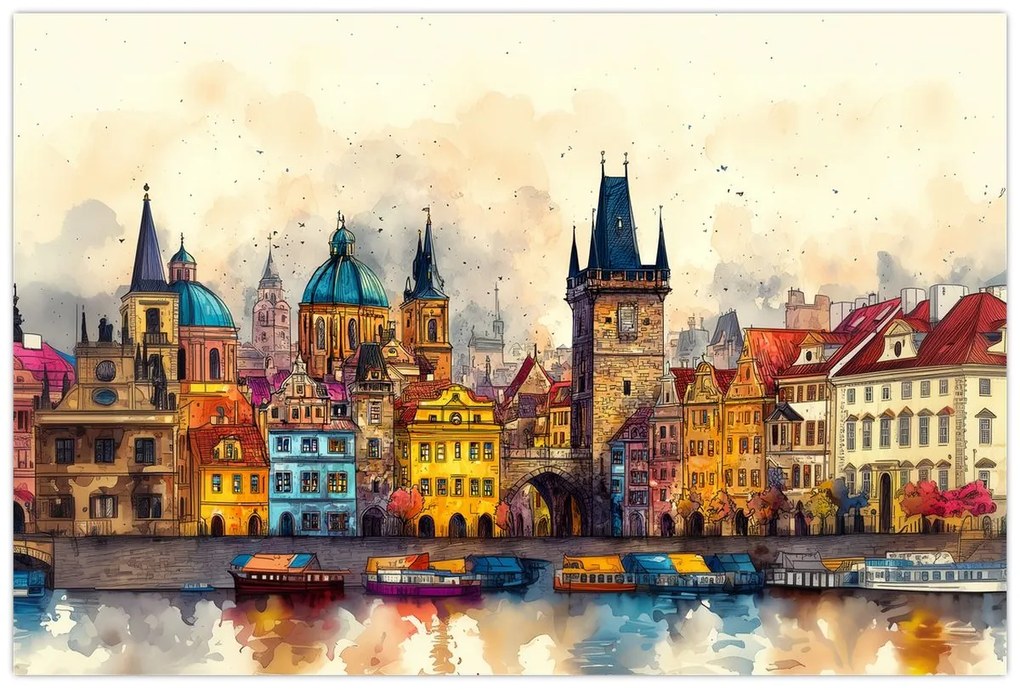 Tablou - Toamna în orașul pictat (90x60 cm)