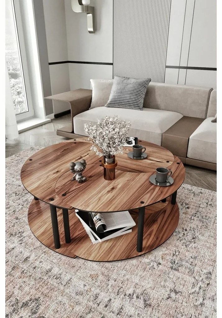 Set de măsuțe de cafea Yin Yang Walnut, 3buc.