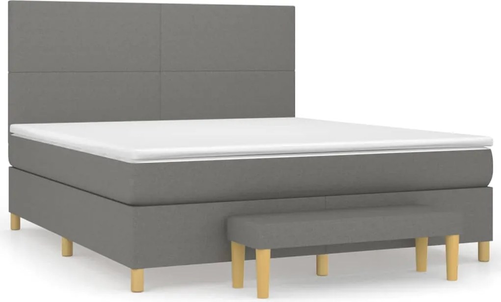 vidaXL Pat box spring cu saltea, gri închis, 180x200 cm, textil