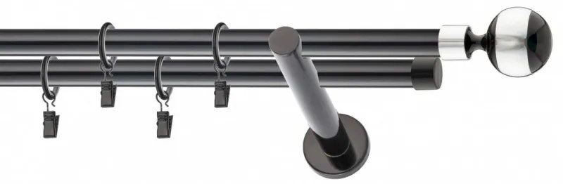 Galerie dubla BILA INOX PICIOR UNIVERSAL ,prindere perete 19/19 negru (Alege marime: 200 cm)