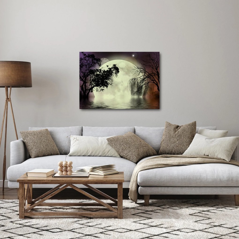 Tablou - Lună plină deasupra apei (70x50 cm)