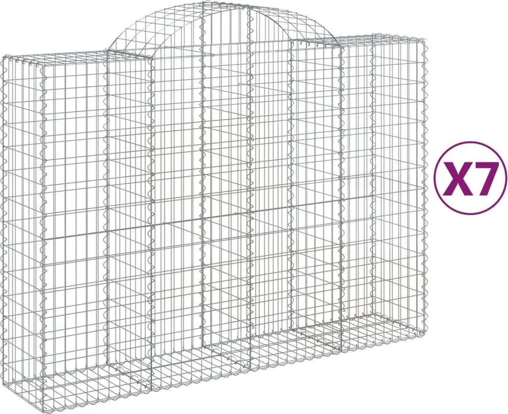 vidaXL Coșuri gabion arcuite 7 buc, 200x50x140/160 cm, fier galvanizat