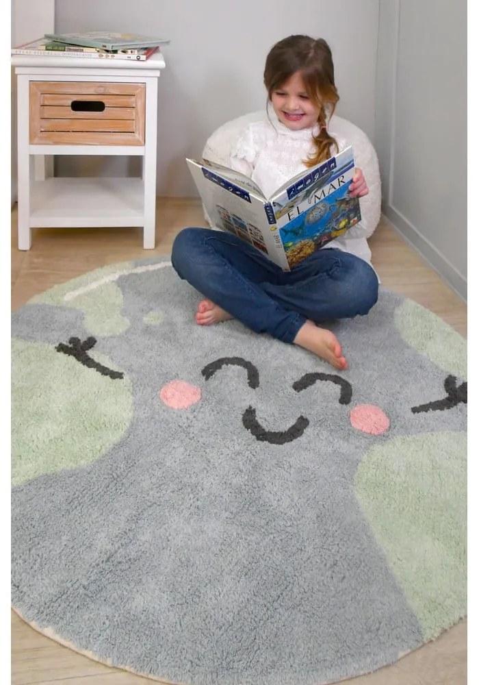 Covor pentru copii albastru lavabil/țesut manual din bumbac ø100 cm Big Big World – Lorena Canals