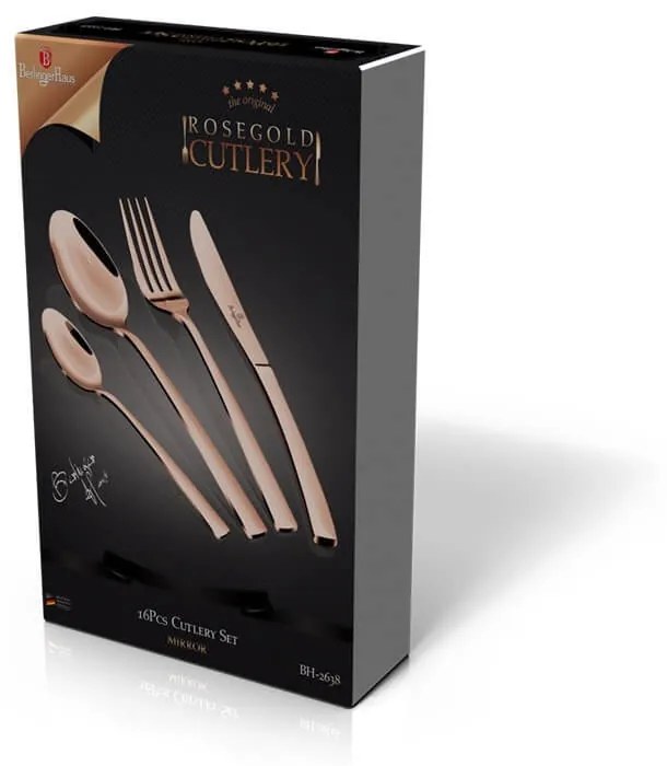 Set Tacamuri 16 piese, 4 persoane, Berlinger Haus Rose Gold auriu rose lucios, BH 2638