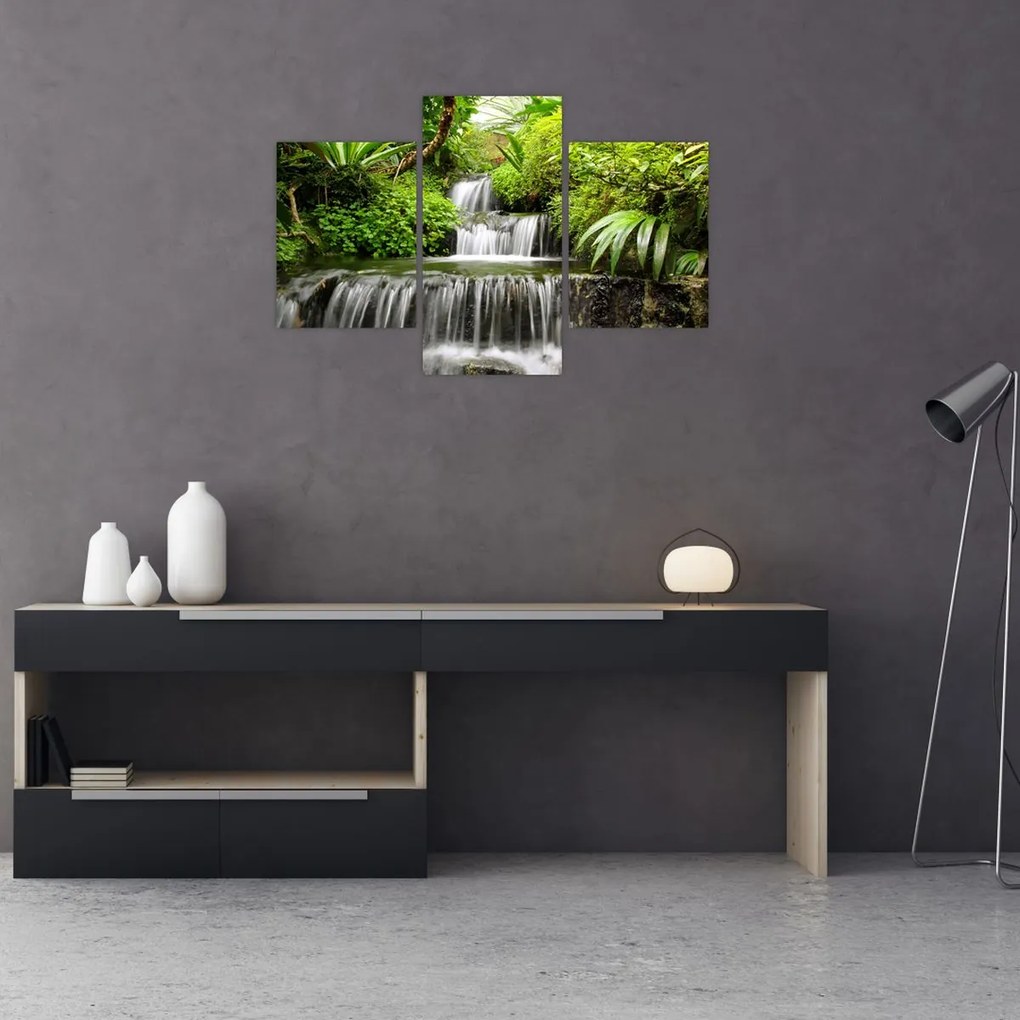 Tablou - Cascadă în pădurea tropicală (90x60 cm)