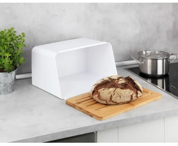 WENKO 54099100 - Cutie pentru pâine KUBO, 35 x 26,5 cm, alb/maro