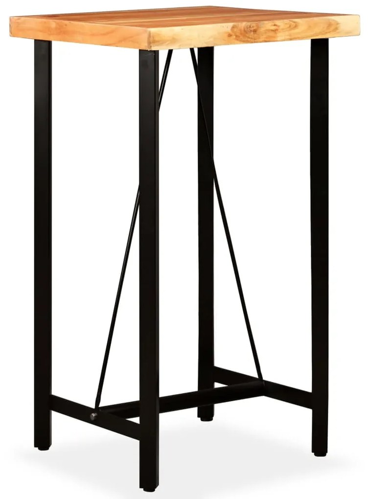 275129 vidaXL Set de bar, 3 buc., lemn masiv acacia, piele naturală și pânză