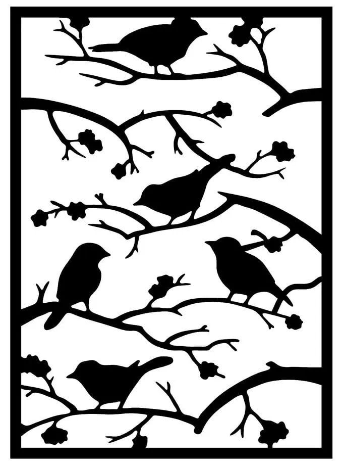 Decorațiune de perete din metal 47x66 cm Branch & Birds – Wallity