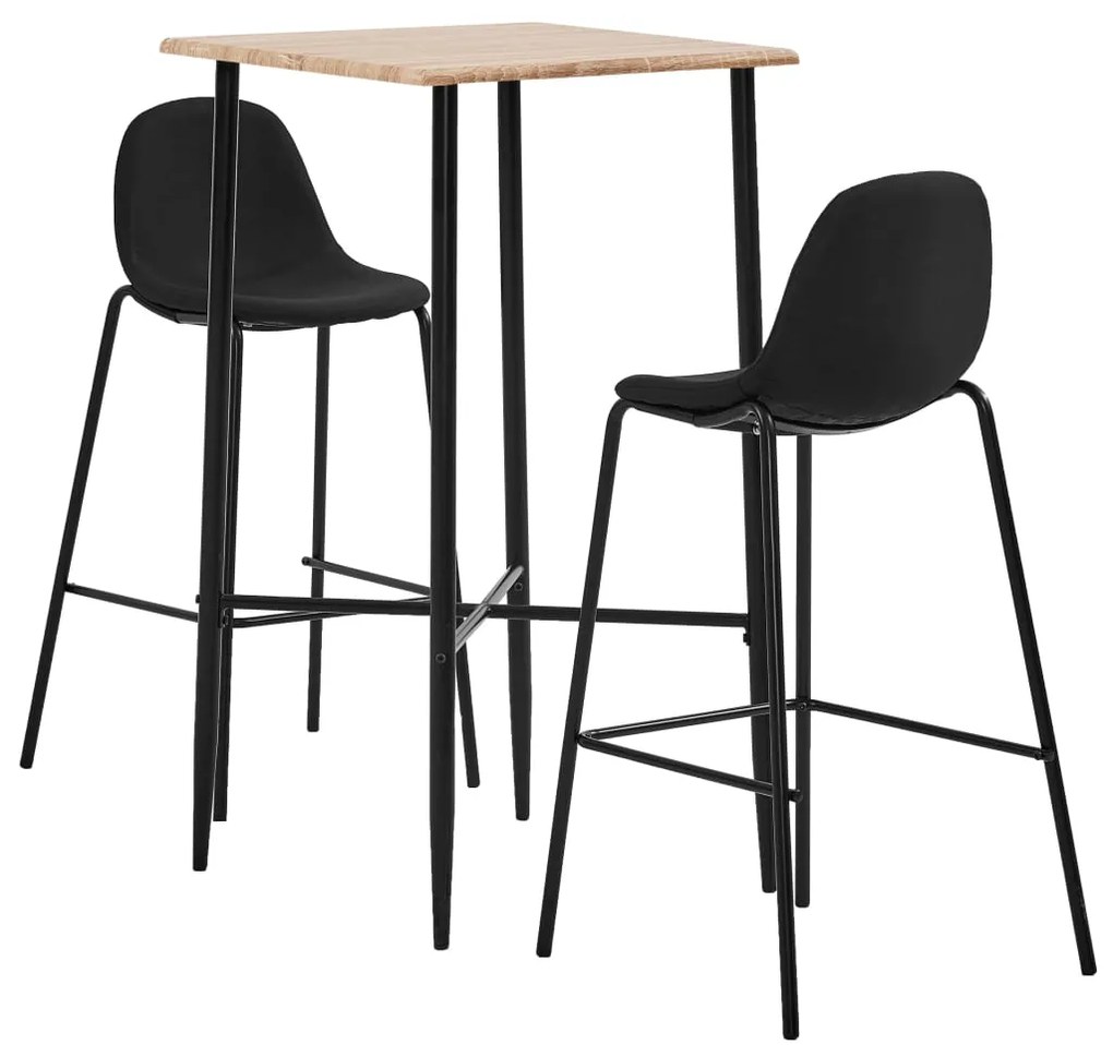 3050067 vidaXL Set mobilier de bar, 3 piese, negru, material textil