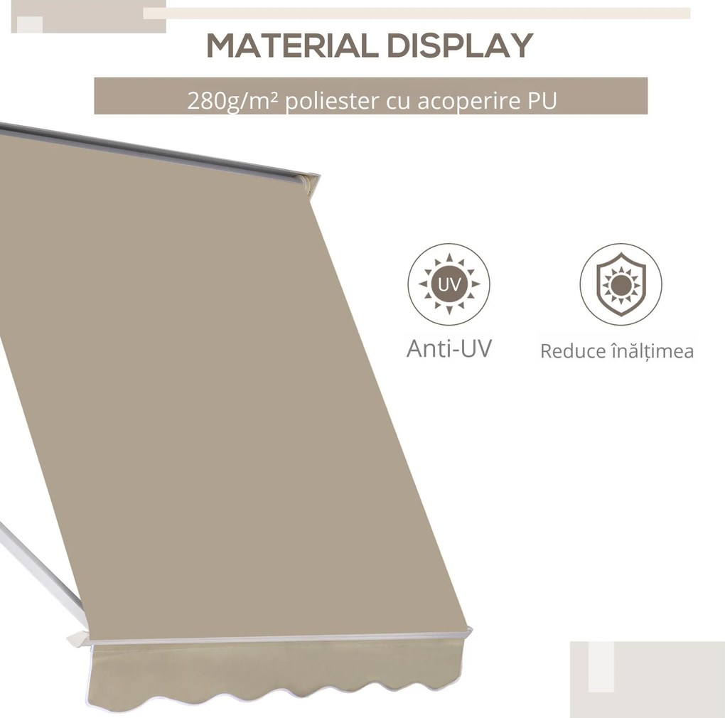 Outsunny Perdea de Soare Rulanta de Perete Bej, 180x70cm | Aosom Romania