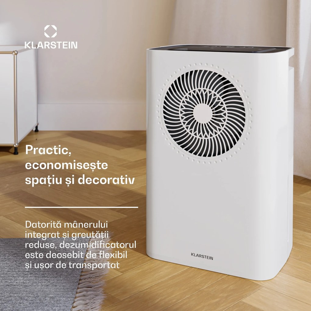 Klarstein CircleDry Smart 12 L dezumidificator, 12 L/zi, 260 W, 25-30m², WiFi, timer, filtru