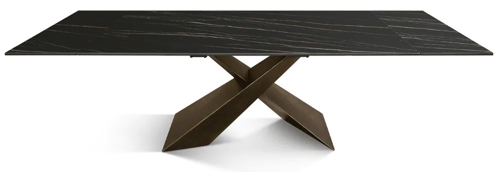 MIRABELLE -MASA BLAT DREPTUNGHIULAR NEGRU CU AURIU MAT EXTENSIBILA-PICIOR METALIC BRONZ 180 cm/ 90 cm