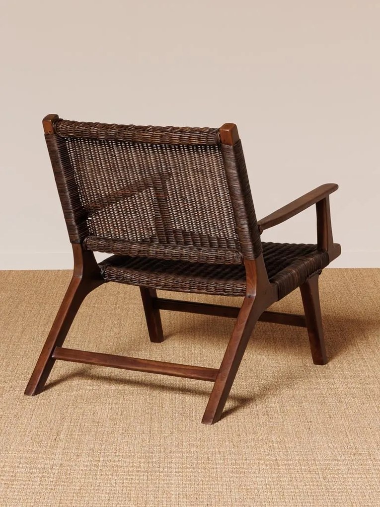Scaun dining, maro, din rattan si lemn de tec, Otis