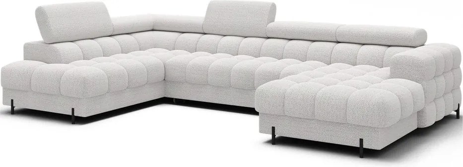 Colțar crem extensibil cu tapițerie din țesătură bouclé (cu colț pe partea stângă/în formă de "U") Feraria – ELTAP