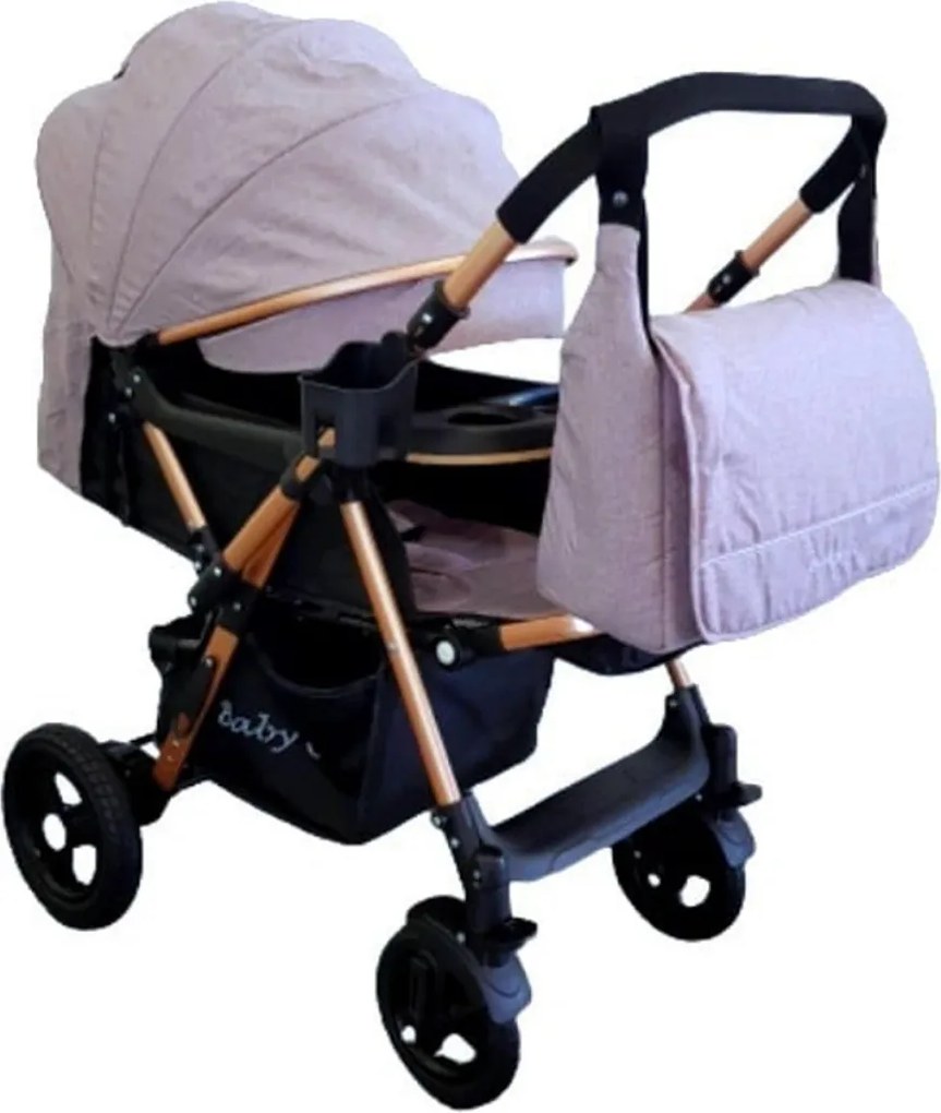 Carucior nou nascuti 2 in 1 BABY CARE™ PRO 511, Cu geanta bebe inclusa, Cadru aluminiu, Maner reversibil, Spatar reglabil in 5 trepte, Amortizoare,