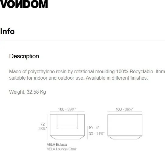 Fotoliu lounge design modern, exterior, interior, VELA LOUNGE CHAIR 54023 Vondom