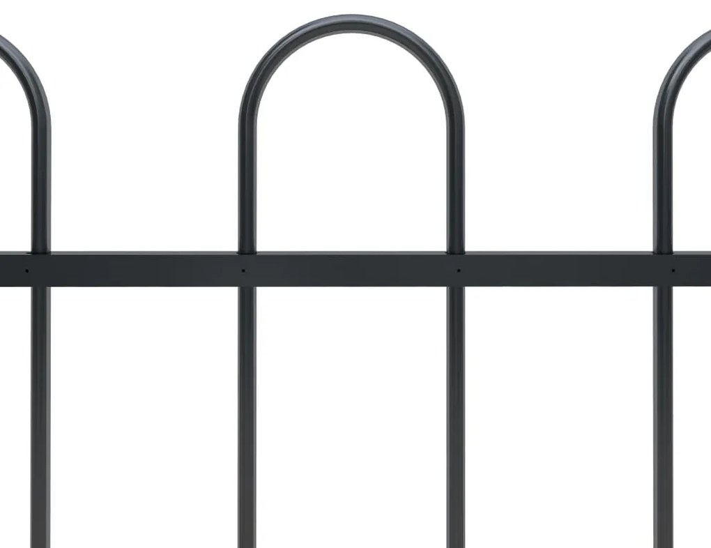 Gard de gradina cu varf curbat, negru, 15,3 x 0,8 m, otel 1, 0.8 m, 15.3 m
