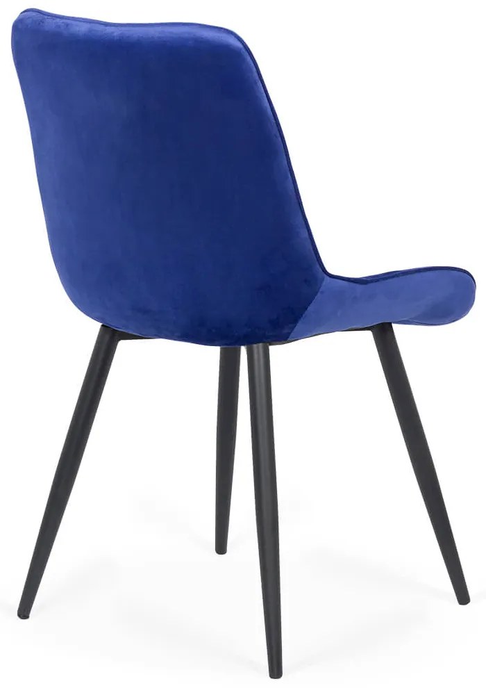 Scaun living modern din catifea cu cadru metalic BUC 206 bleumarin