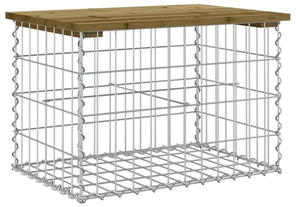 834355 vidaXL Bancă grădină, design gabion, 63x44x42 cm, lemn pin impregnat