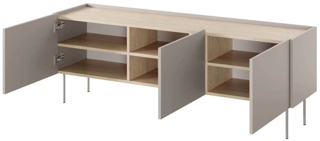 Comodă TV Desin 170 cm cu picioare metalice - casmir / stejar Nagano