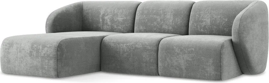 Colțar gri cu tapițerie din chenille (cu colț pe partea stângă/cu șezlong) Lani – Makamii