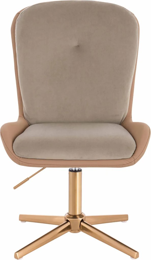 HR690CROSS Scaun Velvet&amp;soft Piele Pu Latte/Carmel Bază Aurie