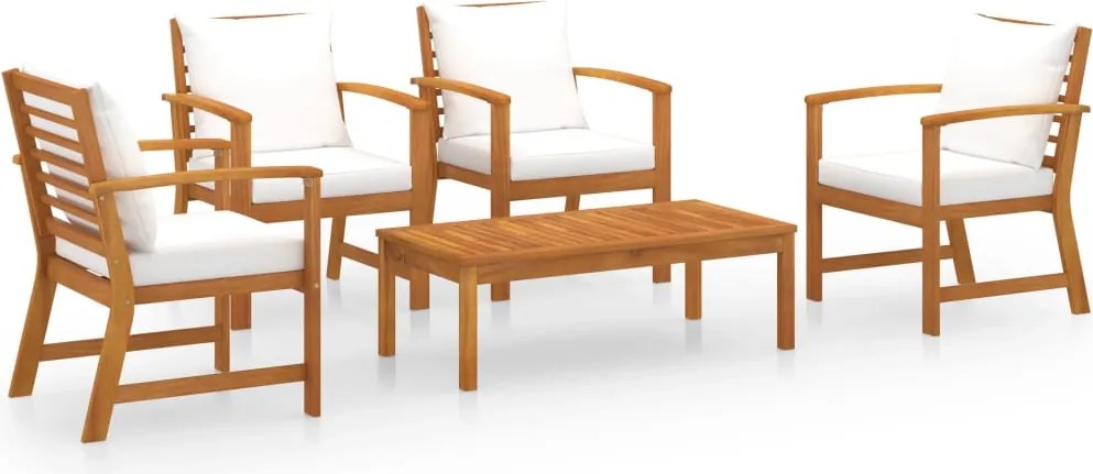 vidaXL Set mobilier de grădină cu perne, 5 piese, lemn masiv acacia