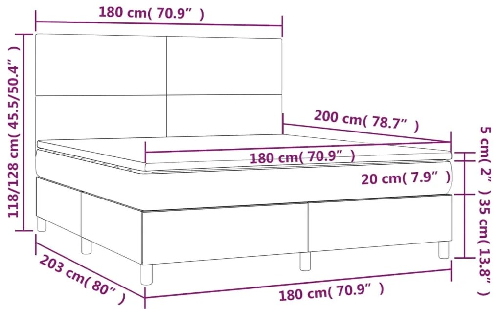 Pat box spring cu saltea, gri inchis, 180x200 cm, textil Morke gra, 180 x 200 cm, Design simplu